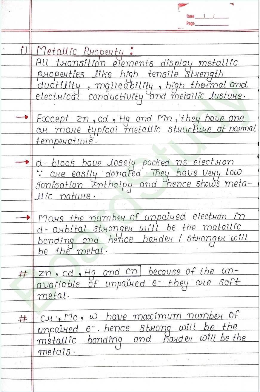 The d and f block elements class 12 notes - Chemistry Chapter 4 notes (Handwritten Notes) 5 4. The d-and f-Block Elements_page-0005