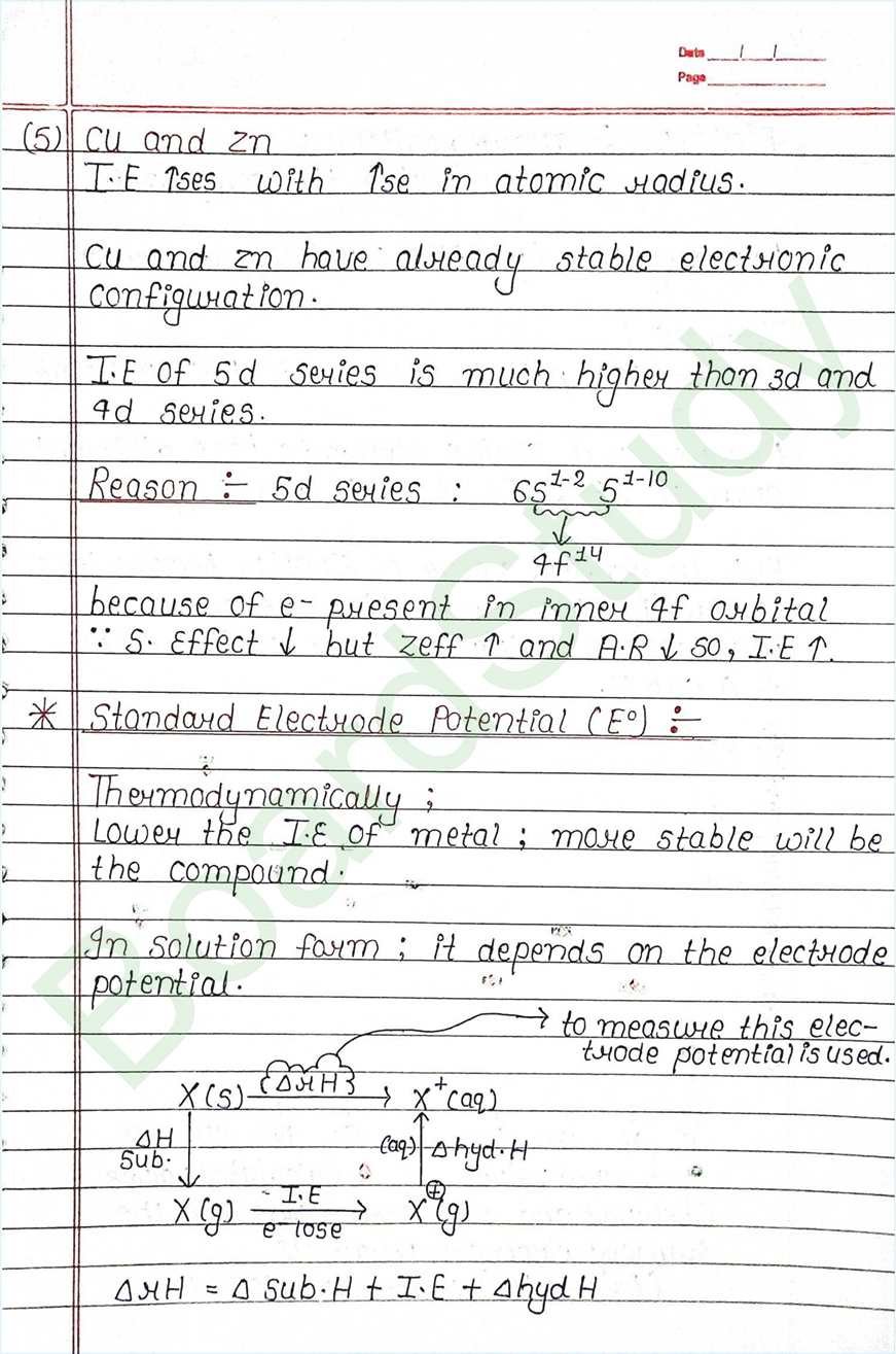 The d and f block elements class 12 notes - Chemistry Chapter 4 notes (Handwritten Notes) 14 4. The d-and f-Block Elements_page-0014