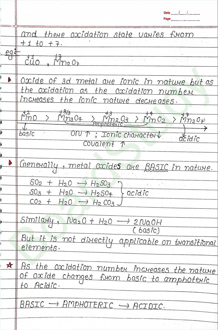 The d and f block elements class 12 notes - Chemistry Chapter 4 notes (Handwritten Notes) 26 4. The d-and f-Block Elements_page-0026