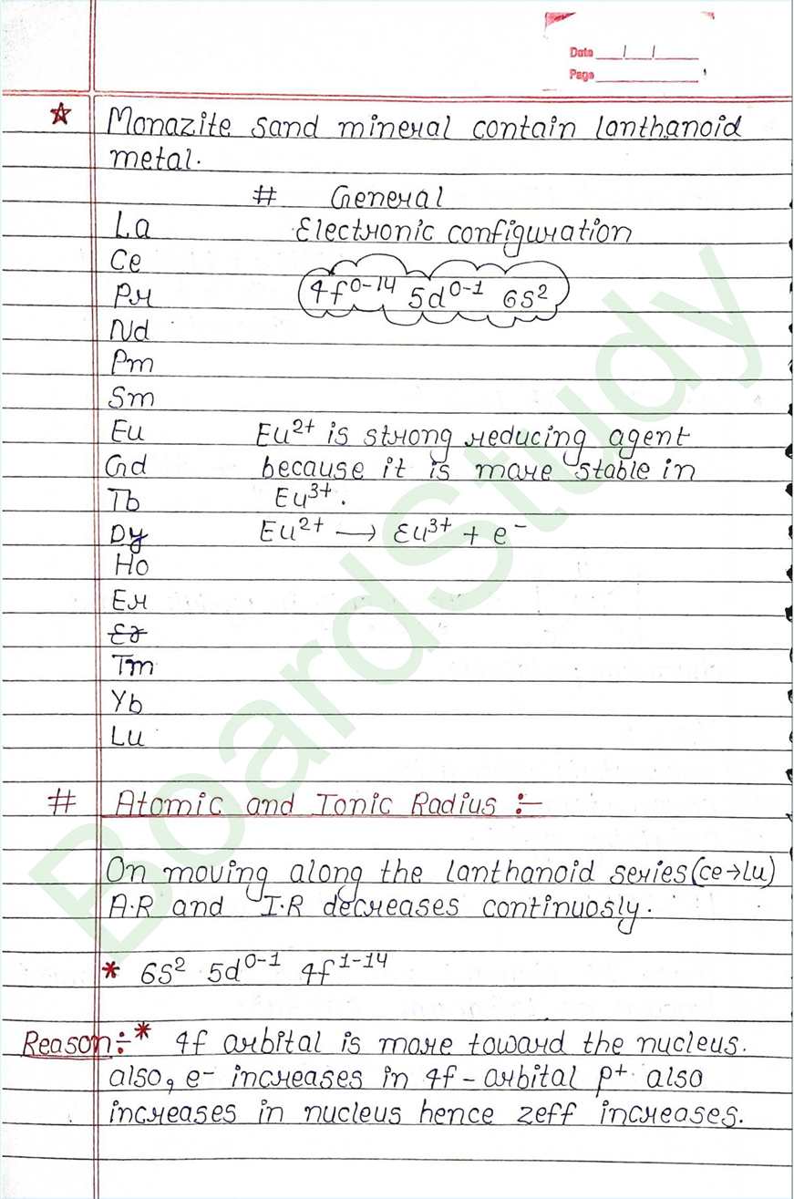The d and f block elements class 12 notes - Chemistry Chapter 4 notes (Handwritten Notes) 33 4. The d-and f-Block Elements_page-0033