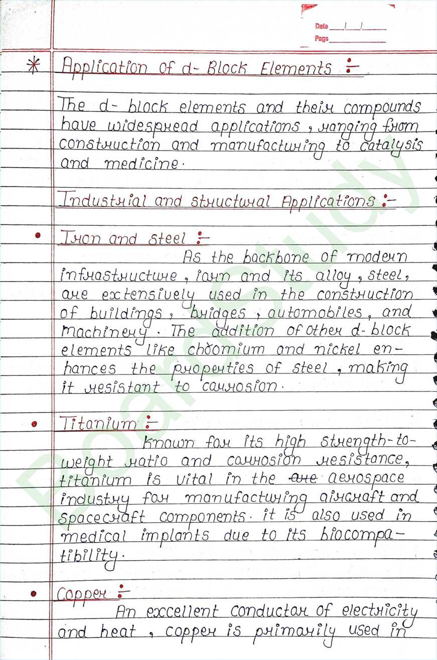 The d and f block elements class 12 notes - Chemistry Chapter 4 notes (Handwritten Notes) 41 4. The d-and f-Block Elements_page-0041