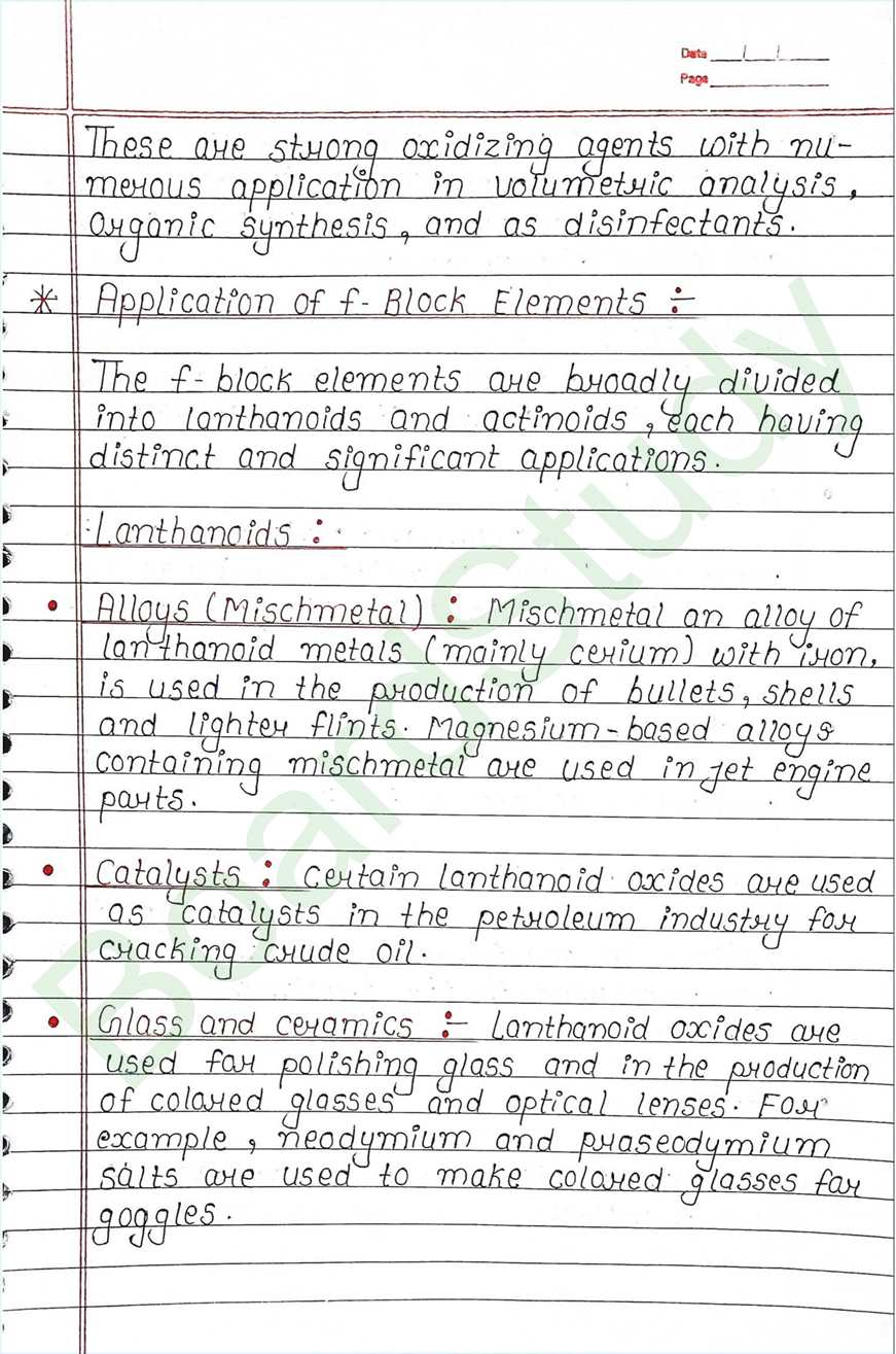 The d and f block elements class 12 notes - Chemistry Chapter 4 notes (Handwritten Notes) 44 4. The d-and f-Block Elements_page-0044