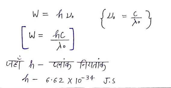 Class 12 Physics Chapter 11 Notes in Hindi विकिरण तथा द्रव्य की द्वैत प्रकृति 1 कार्य फलन