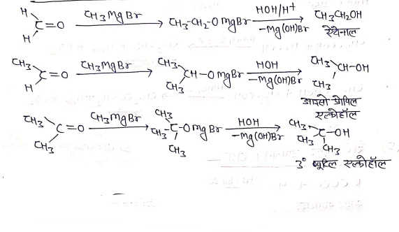 Class 12 Chemistry Chapter 12 Notes in Hindi । ऐल्डिहाइड, किटोन एवं कार्बोक्सिलिक अम्ल नोट्स 8 ग्रिगनाई अभिकर्मक से क्रिया