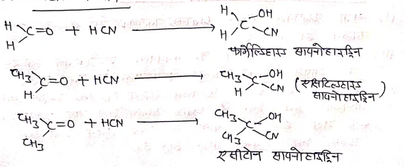 Class 12 Chemistry Chapter 12 Notes in Hindi । ऐल्डिहाइड, किटोन एवं कार्बोक्सिलिक अम्ल नोट्स 10 HCN का योग