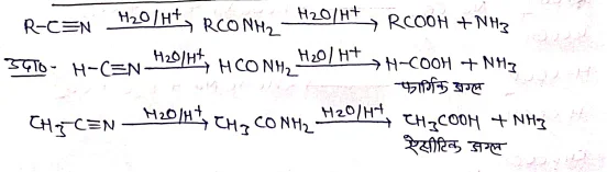 Class 12 Chemistry Chapter 12 Notes in Hindi । ऐल्डिहाइड, किटोन एवं कार्बोक्सिलिक अम्ल नोट्स 42 RCN के जल अपघटन द्वारा
