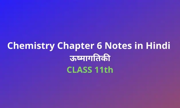 Class 11 Chemistry Chapter 6 Notes in Hindi