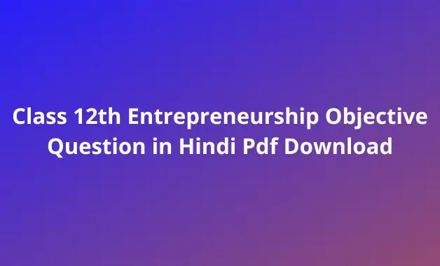 Class 12 Entrepreneurship Objective Question
