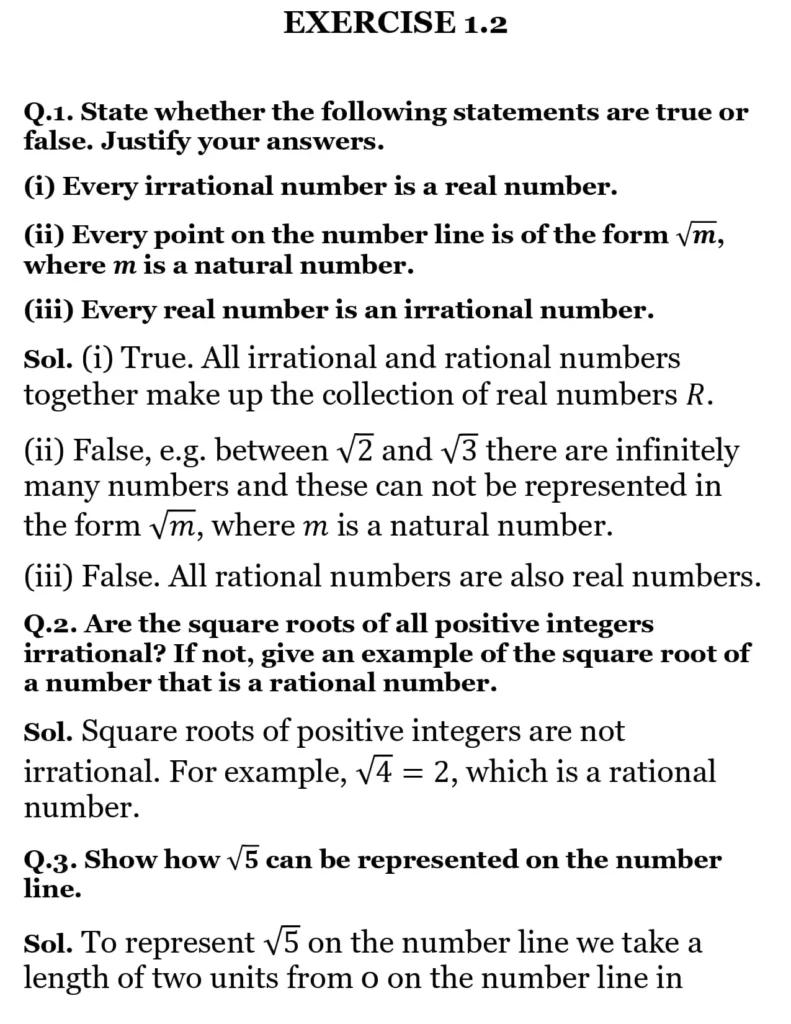 NCERT Solutions for Class 9 Maths Chapter 1 Number System Exercise 1.2 01