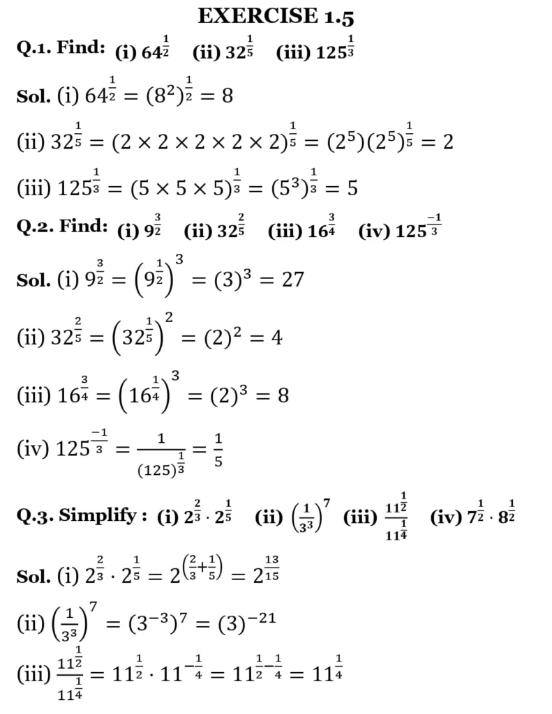 NCERT Solutions for Class 9 Maths Chapter 1 Number System Exercise 1.5 01