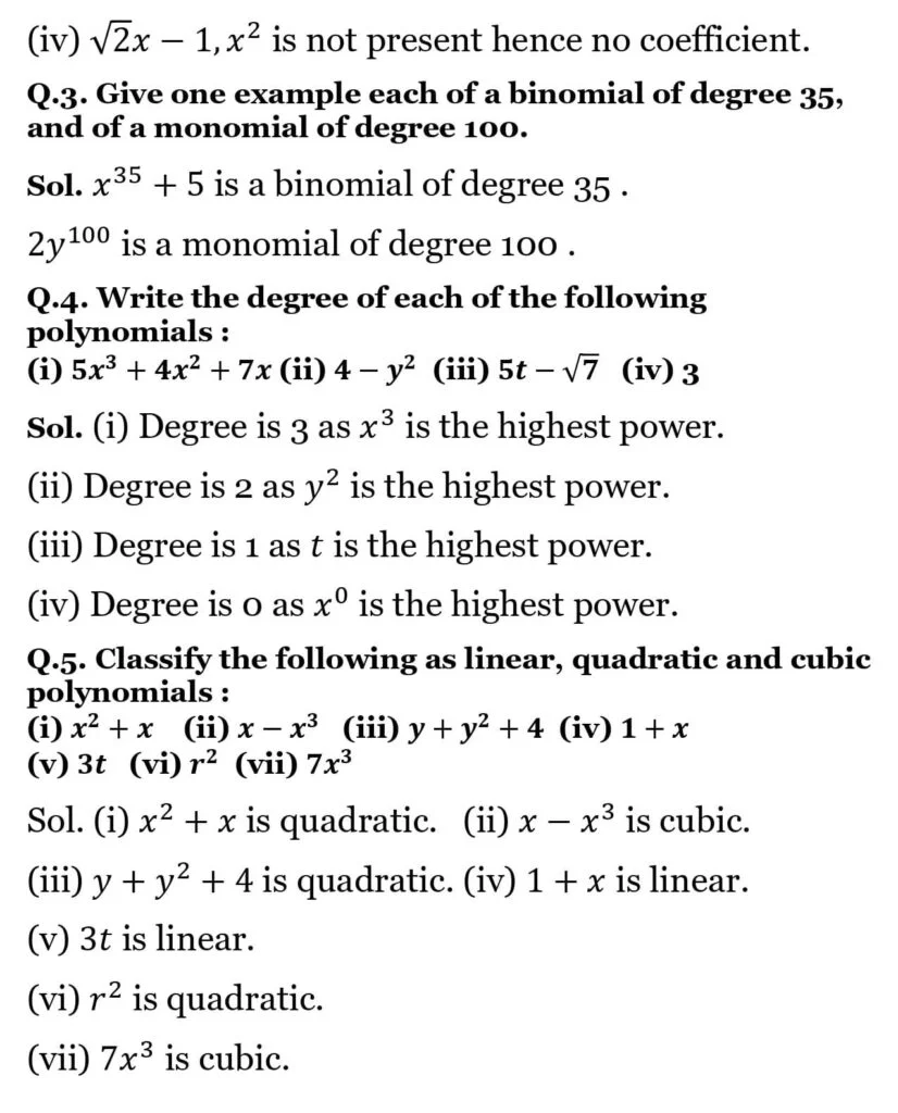 NCERT Solutions for Class 9 Maths Chapter 2 Polynomials 2 NCERT Solutions for Class 9 Maths Chapter 2 Polynomials Exercise 2.1 02