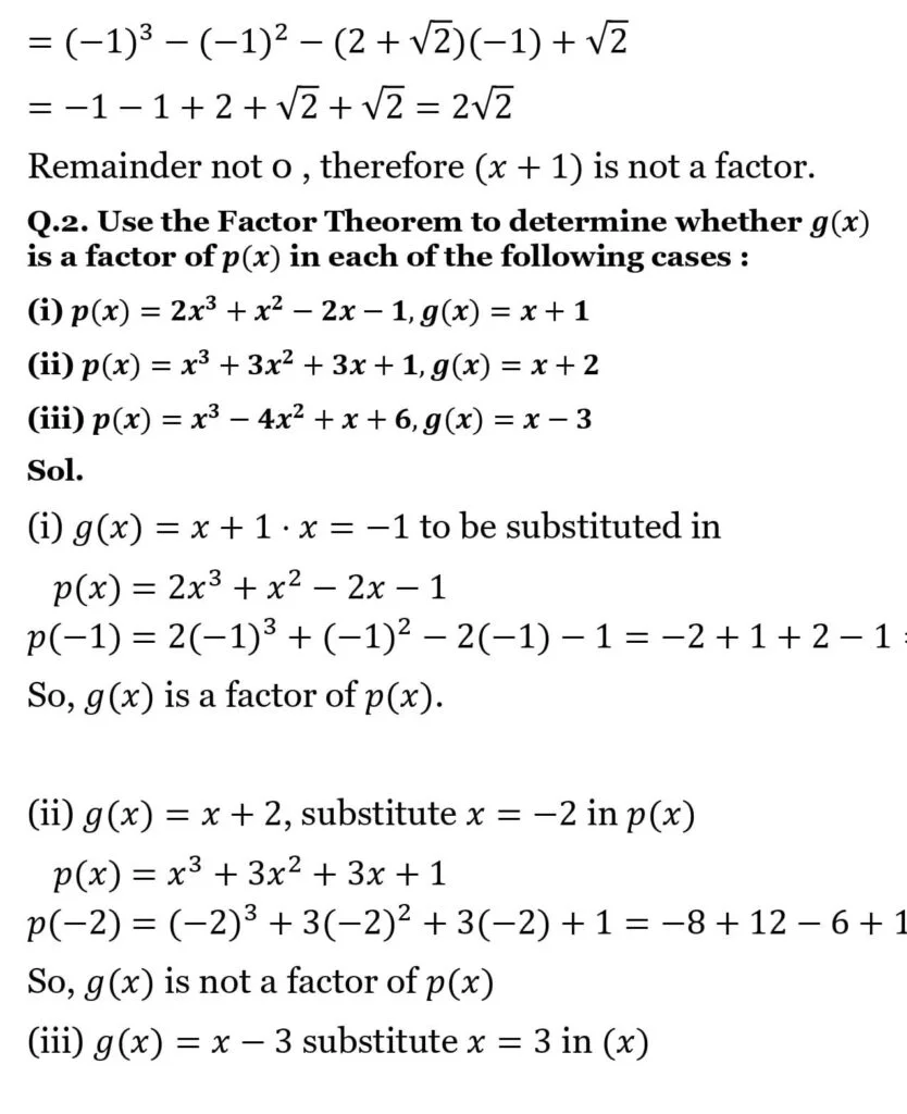 NCERT Solutions for Class 9 Maths Chapter 2 Polynomials 8 NCERT Solutions for Class 9 Maths Chapter 2 Polynomials Exercise 2.3 02