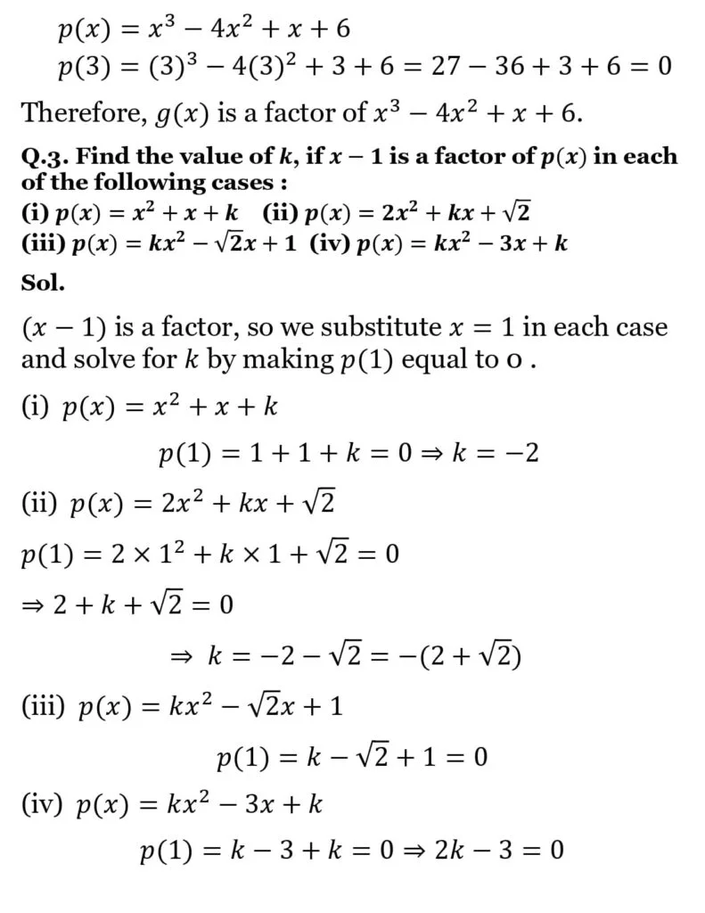NCERT Solutions for Class 9 Maths Chapter 2 Polynomials 9 NCERT Solutions for Class 9 Maths Chapter 2 Polynomials Exercise 2.3 03