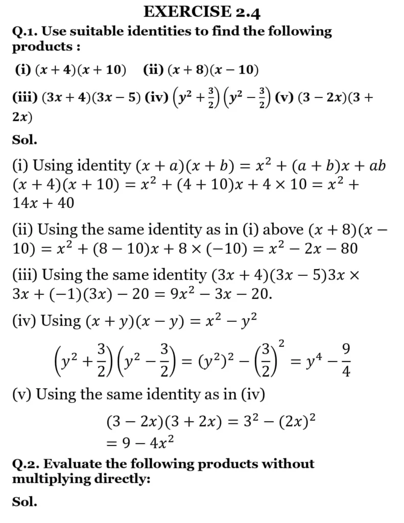 NCERT Solutions for Class 9 Maths Chapter 2 Polynomials Exercise 2.4 01