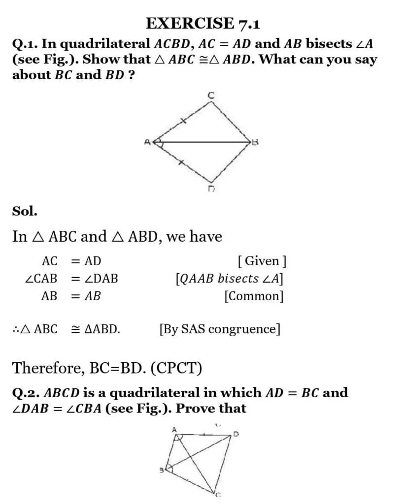 NCERT Solutions for Class 9 Maths Chapter 7 Triangles 1 NCERT Solutions for Class 9 Maths Chapter 7 Triangles Exercise 7.1 01