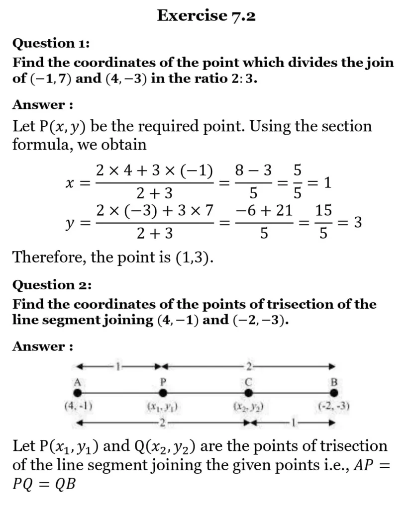 NCERT Solutions for Class 10 Maths Chapter 7 Coordinate Geometry 12 NCERT Solutions for Class 10 Maths Chapter 7 Coordinate Geometry Exercise 7.2 01