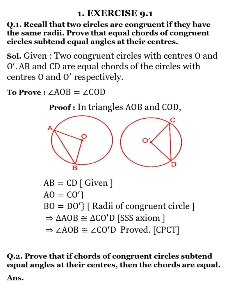 NCERT Solutions for Class 9 Maths Chapter 9 Circles 1 NCERT Solutions for Class 9 Maths Chapter 9 Circles Exercise 9.1 01