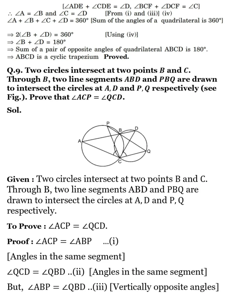 NCERT Solutions for Class 9 Maths Chapter 9 Circles 19 NCERT Solutions for Class 9 Maths Chapter 9 Circles Exercise 9.3 09