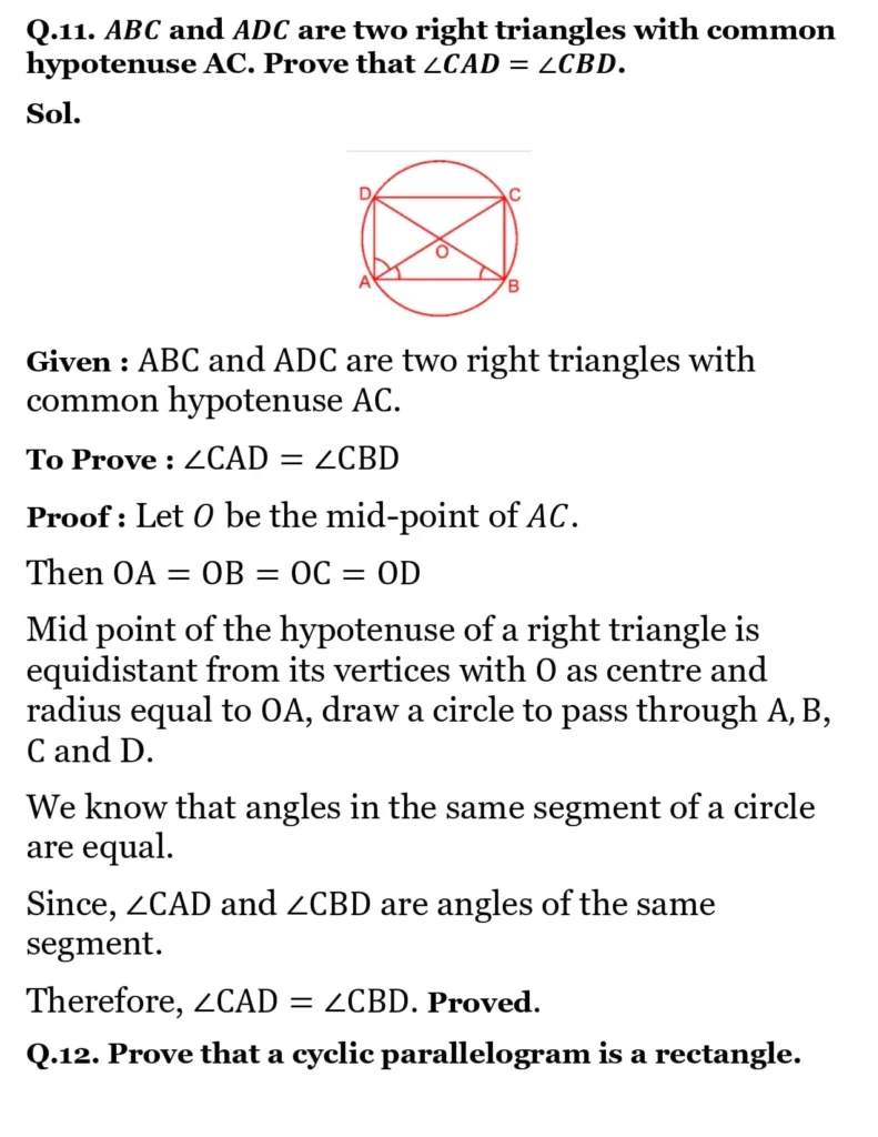 NCERT Solutions for Class 9 Maths Chapter 9 Circles 21 NCERT Solutions for Class 9 Maths Chapter 9 Circles Exercise 9.3 11