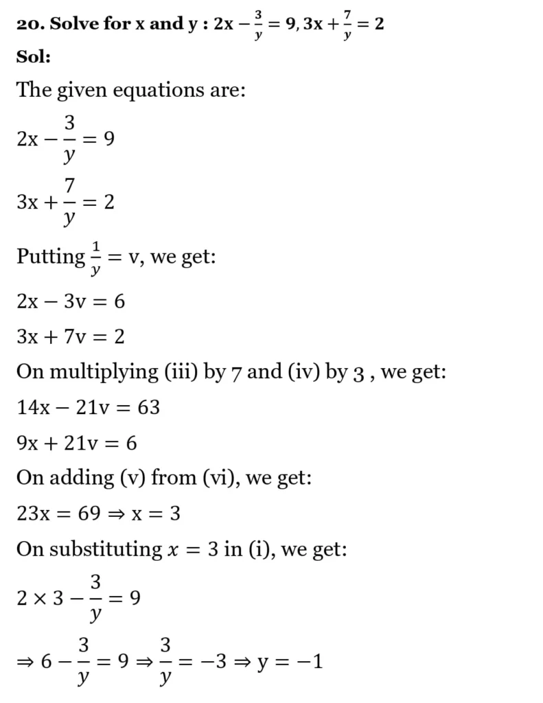 RS Aggarwal Class 10 Math Solutions Chapter 3 - Linear Equations in Two Variables 101 RS Aggarwal Class 10 Math Solutions Linear Equations in Two Variables (Ex 3A) Exercise 3.B 020