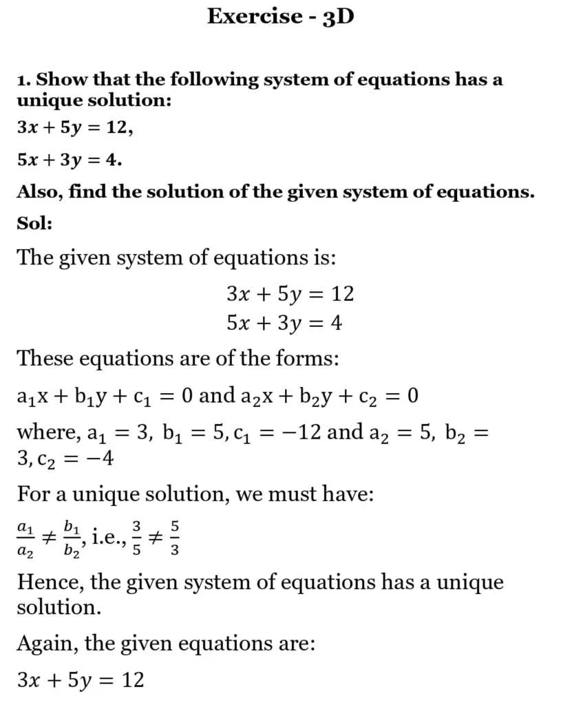 RS Aggarwal Class 10 Math Solutions Chapter 3 - Linear Equations in Two Variables 155 RS Aggarwal Class 10 Math Solutions Linear Equations in Two Variables (Ex 3A) Exercise 3.D 001