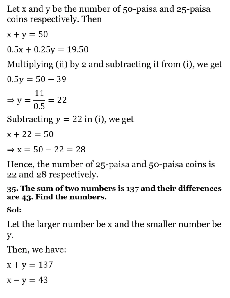 RS Aggarwal Class 10 Math Solutions Chapter 3 - Linear Equations in Two Variables 201 RS Aggarwal Class 10 Math Solutions Linear Equations in Two Variables (Ex 3A) Exercise 3.E 003