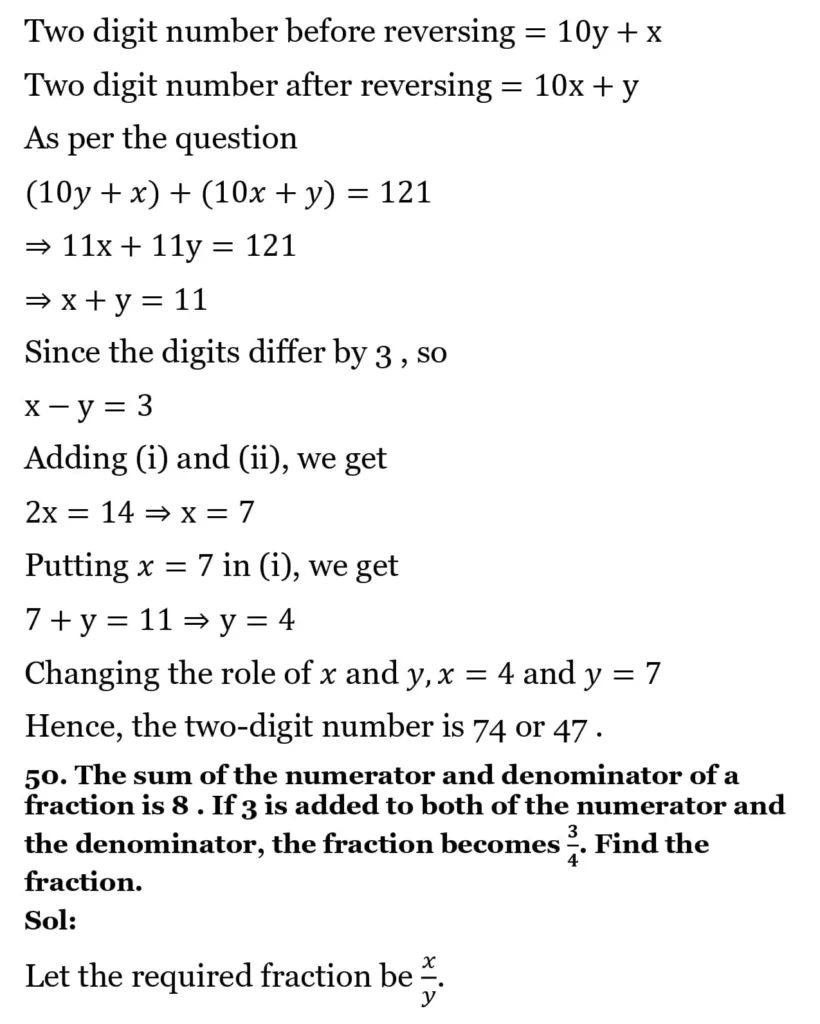 RS Aggarwal Class 10 Math Solutions Chapter 3 - Linear Equations in Two Variables 217 RS Aggarwal Class 10 Math Solutions Linear Equations in Two Variables (Ex 3A) Exercise 3.E 019