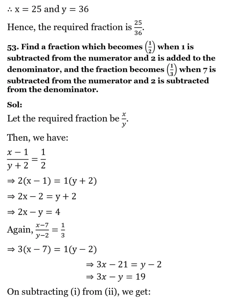 RS Aggarwal Class 10 Math Solutions Chapter 3 - Linear Equations in Two Variables 221 RS Aggarwal Class 10 Math Solutions Linear Equations in Two Variables (Ex 3A) Exercise 3.E 023