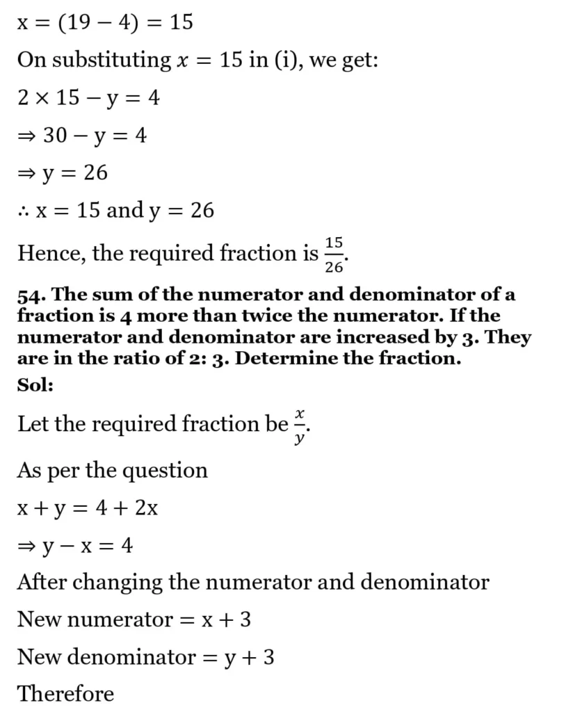 RS Aggarwal Class 10 Math Solutions Chapter 3 - Linear Equations in Two Variables 222 RS Aggarwal Class 10 Math Solutions Linear Equations in Two Variables (Ex 3A) Exercise 3.E 024