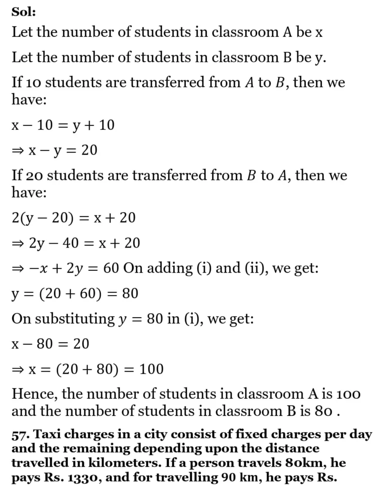 RS Aggarwal Class 10 Math Solutions Chapter 3 - Linear Equations in Two Variables 225 RS Aggarwal Class 10 Math Solutions Linear Equations in Two Variables (Ex 3A) Exercise 3.E 022