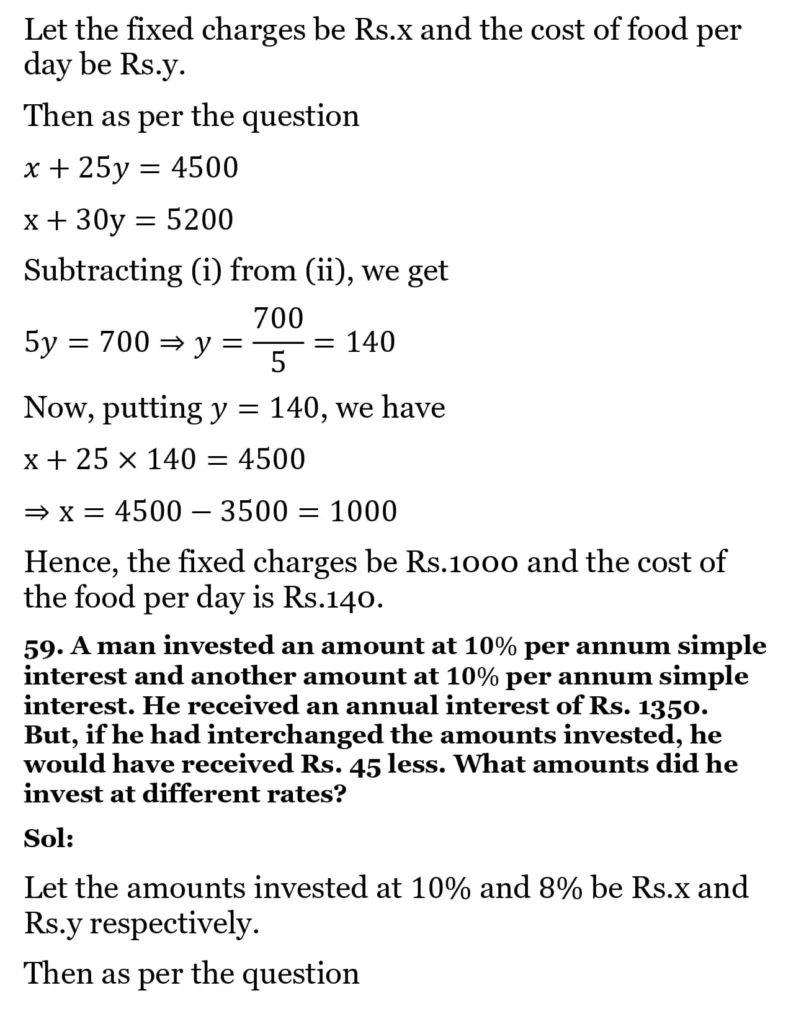 RS Aggarwal Class 10 Math Solutions Chapter 3 - Linear Equations in Two Variables 227 RS Aggarwal Class 10 Math Solutions Linear Equations in Two Variables (Ex 3A) Exercise 3.E 024