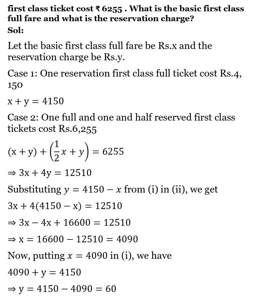 RS Aggarwal Class 10 Math Solutions Chapter 3 - Linear Equations in Two Variables 248 RS Aggarwal Class 10 Math Solutions Linear Equations in Two Variables (Ex 3A) Exercise 3.E 045