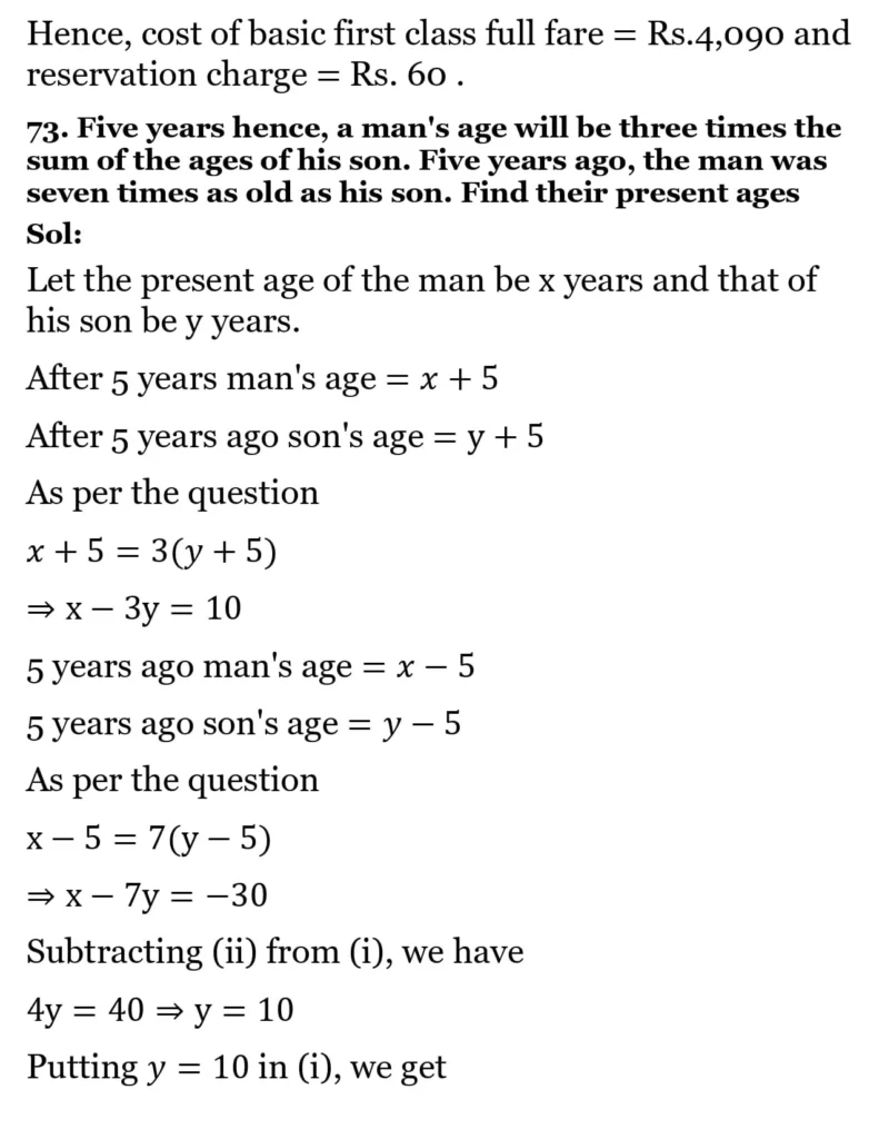 RS Aggarwal Class 10 Math Solutions Chapter 3 - Linear Equations in Two Variables 249 RS Aggarwal Class 10 Math Solutions Linear Equations in Two Variables (Ex 3A) Exercise 3.E 046