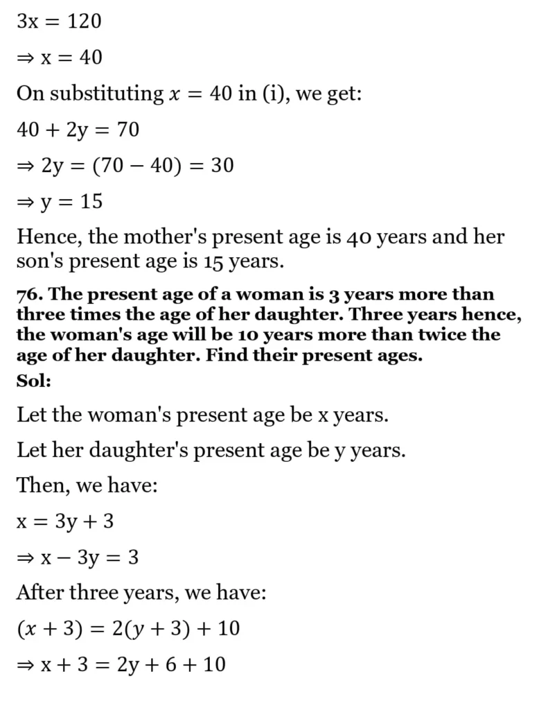 RS Aggarwal Class 10 Math Solutions Chapter 3 - Linear Equations in Two Variables 252 RS Aggarwal Class 10 Math Solutions Linear Equations in Two Variables (Ex 3A) Exercise 3.E 049