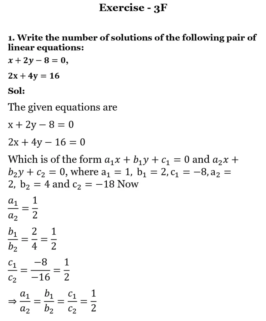 RS Aggarwal Class 10 Math Solutions Chapter 3 - Linear Equations in Two Variables 261 RS Aggarwal Class 10 Math Solutions Linear Equations in Two Variables (Ex 3A) Exercise 3.F 001