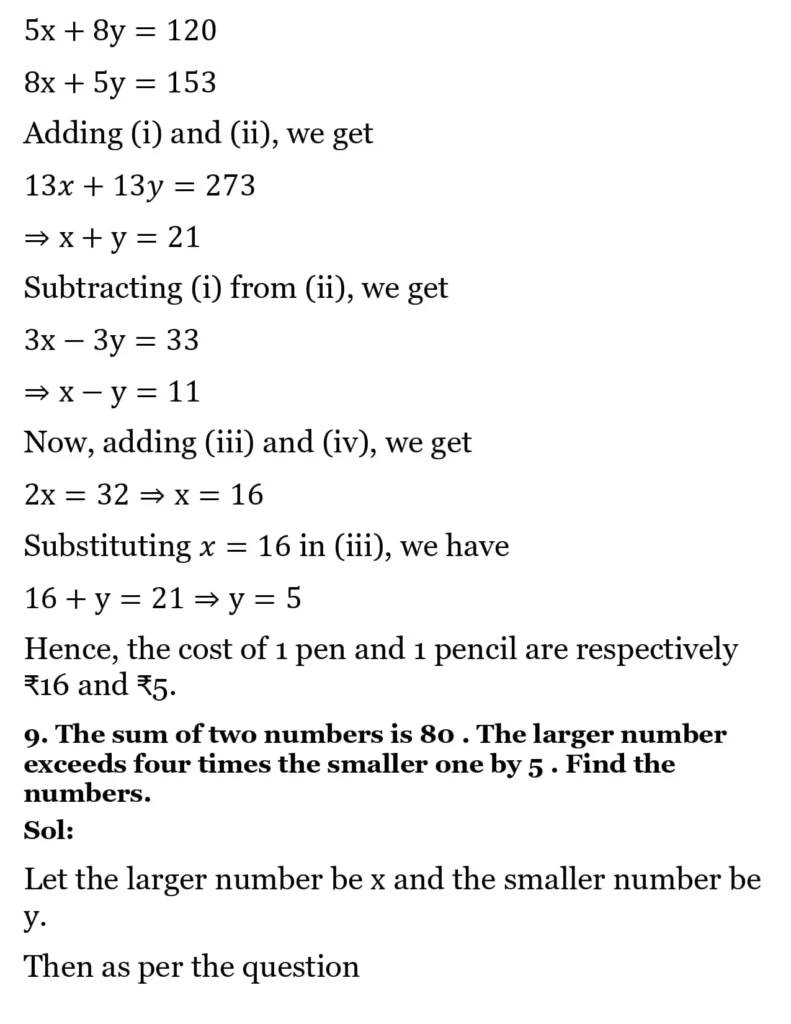 RS Aggarwal Class 10 Math Solutions Chapter 3 - Linear Equations in Two Variables 268 RS Aggarwal Class 10 Math Solutions Linear Equations in Two Variables (Ex 3A) Exercise 3.F 008
