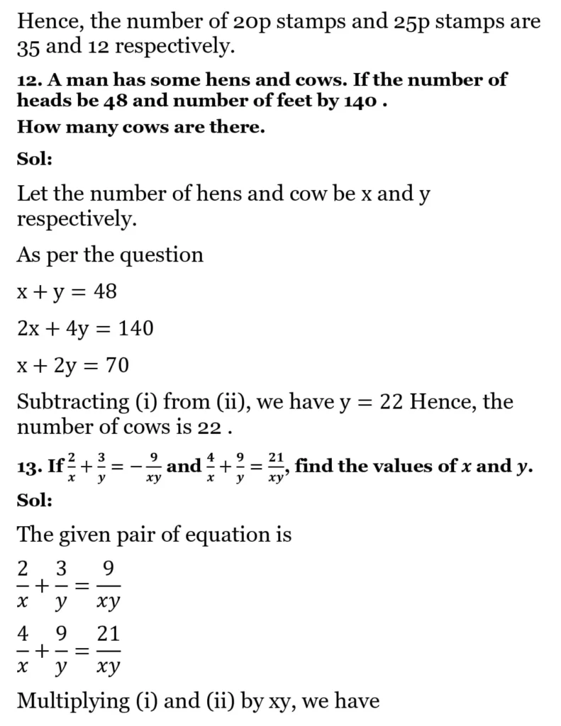 RS Aggarwal Class 10 Math Solutions Chapter 3 - Linear Equations in Two Variables 271 RS Aggarwal Class 10 Math Solutions Linear Equations in Two Variables (Ex 3A) Exercise 3.F 011