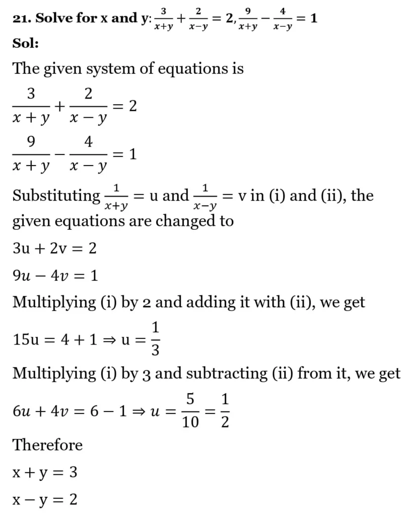 RS Aggarwal Class 10 Math Solutions Chapter 3 - Linear Equations in Two Variables 278 RS Aggarwal Class 10 Math Solutions Linear Equations in Two Variables (Ex 3A) Exercise 3.F 018