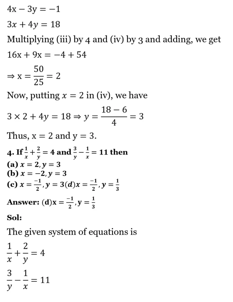 RS Aggarwal Class 10 Math Solutions Chapter 3 - Linear Equations in Two Variables 282 RS Aggarwal Class 10 Math Solutions Linear Equations in Two Variables MCQ 003