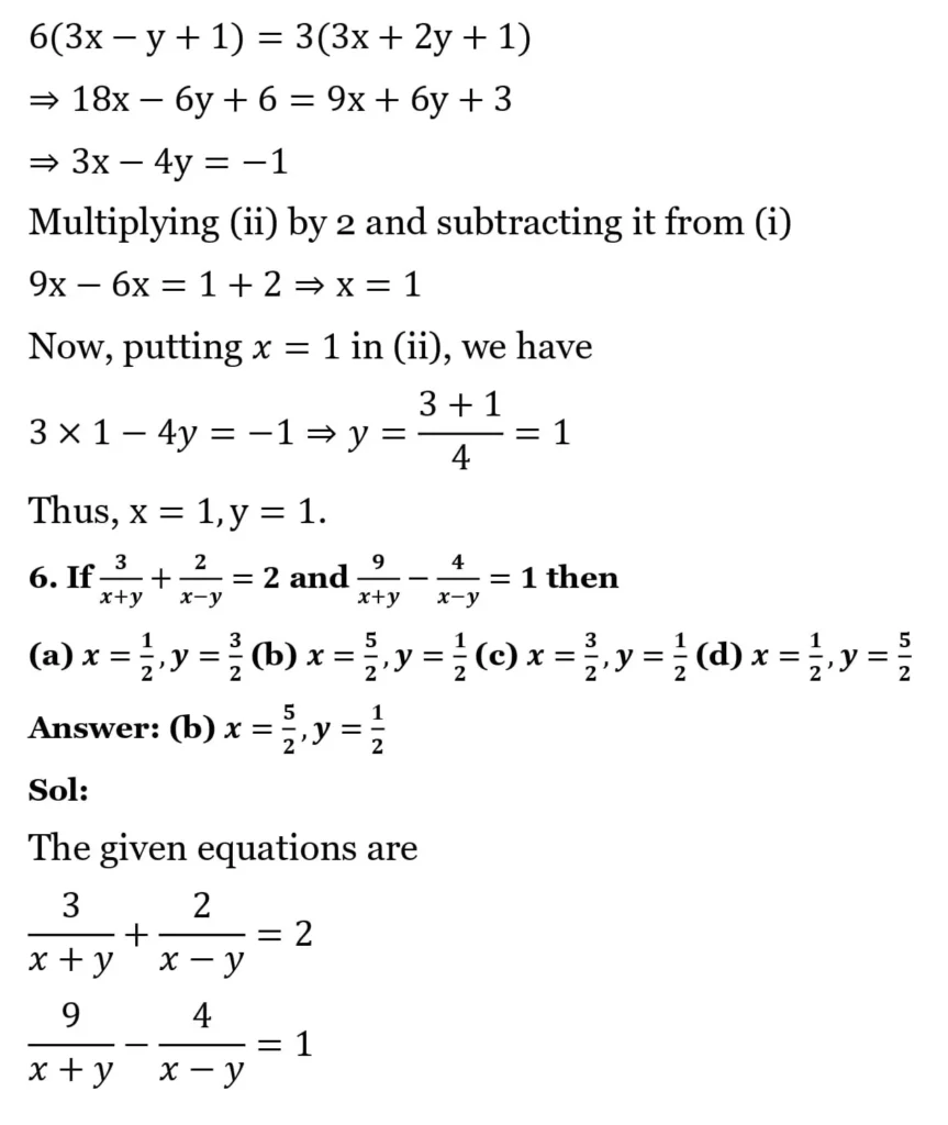 RS Aggarwal Class 10 Math Solutions Chapter 3 - Linear Equations in Two Variables 284 RS Aggarwal Class 10 Math Solutions Linear Equations in Two Variables MCQ 005