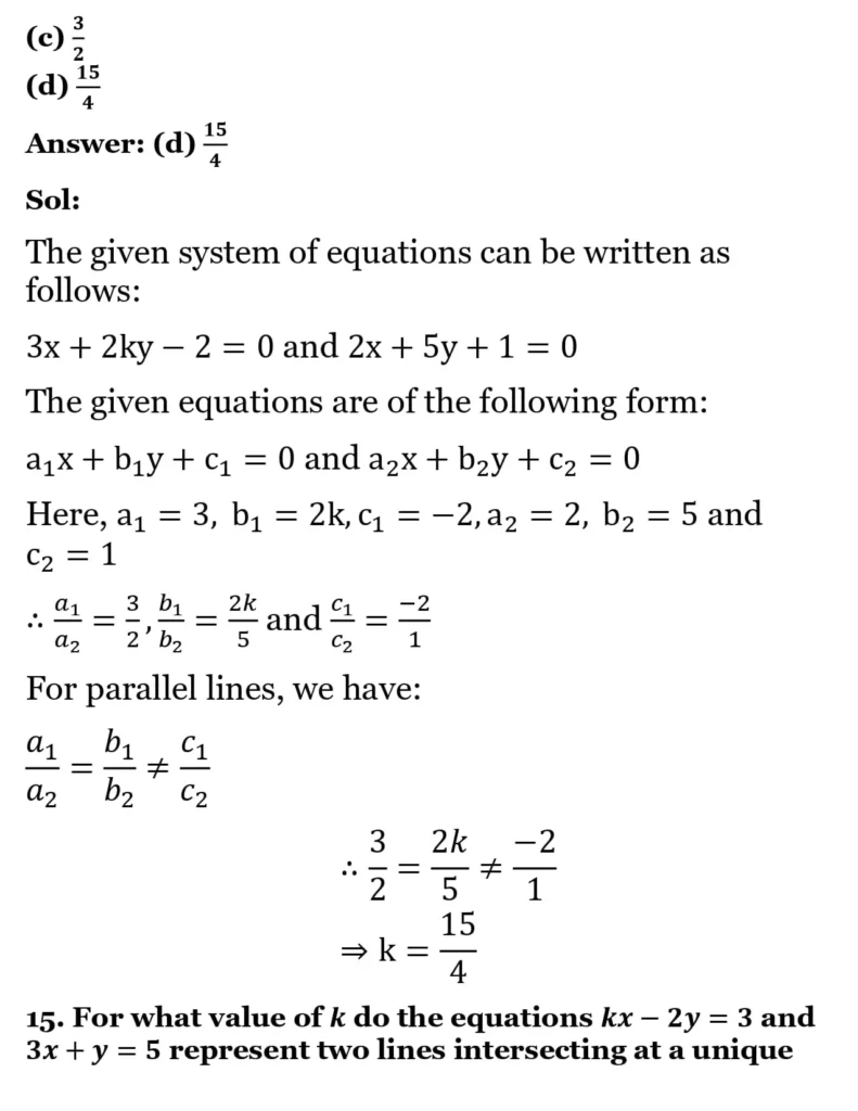 RS Aggarwal Class 10 Math Solutions Chapter 3 - Linear Equations in Two Variables 292 RS Aggarwal Class 10 Math Solutions Linear Equations in Two Variables MCQ 013