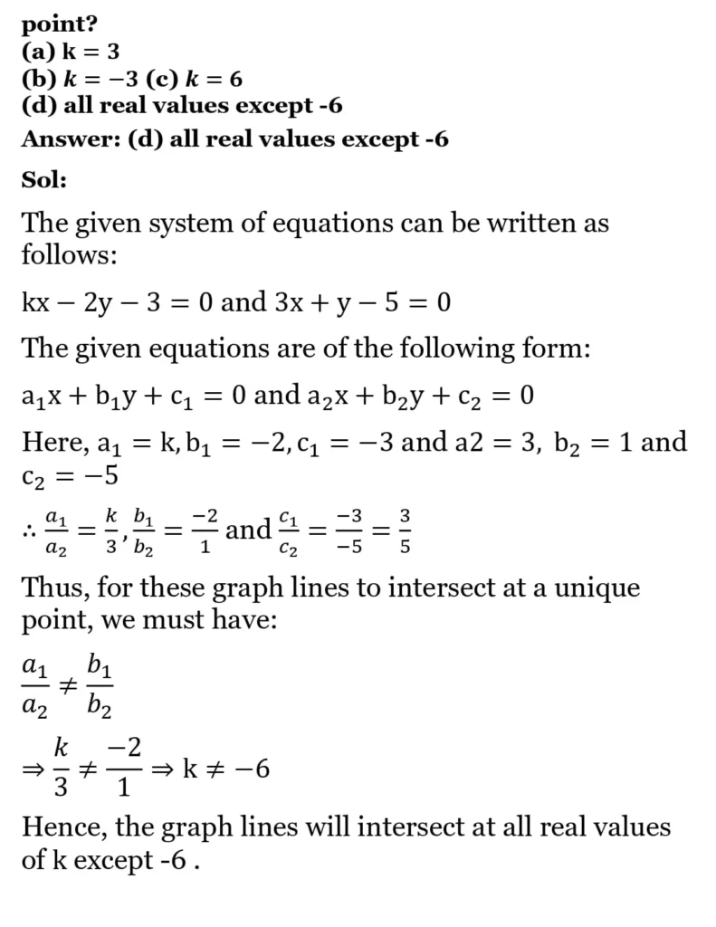 RS Aggarwal Class 10 Math Solutions Chapter 3 - Linear Equations in Two Variables 293 RS Aggarwal Class 10 Math Solutions Linear Equations in Two Variables MCQ 014