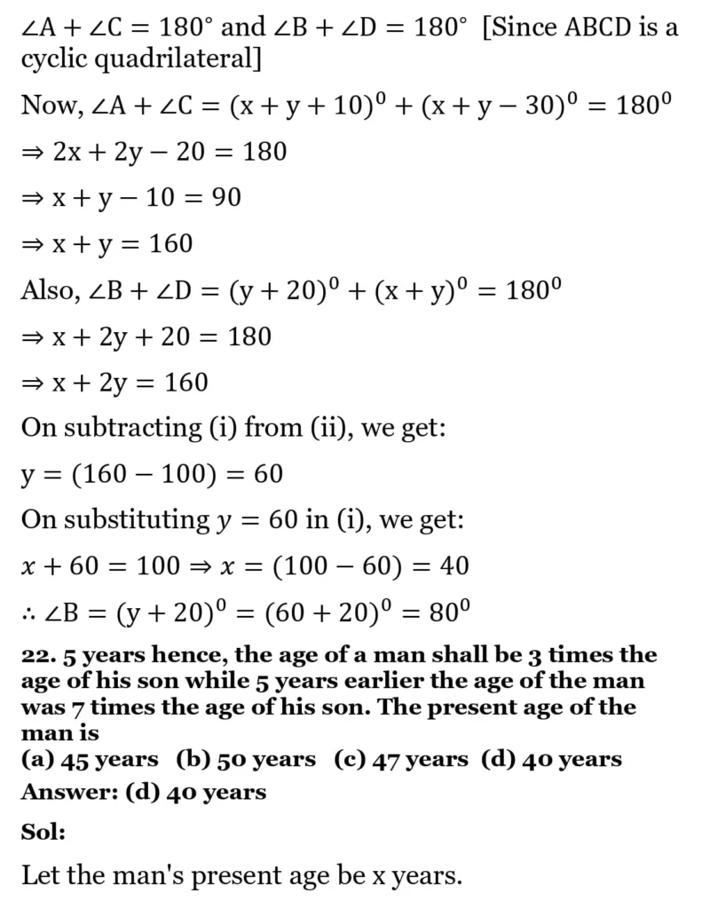RS Aggarwal Class 10 Math Solutions Chapter 3 - Linear Equations in Two Variables 298 RS Aggarwal Class 10 Math Solutions Linear Equations in Two Variables MCQ 019