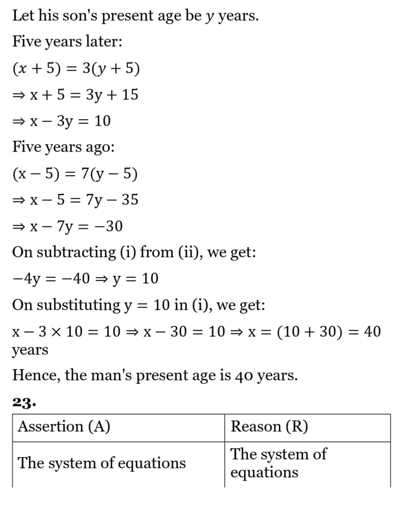 RS Aggarwal Class 10 Math Solutions Chapter 3 - Linear Equations in Two Variables 299 RS Aggarwal Class 10 Math Solutions Linear Equations in Two Variables MCQ 020