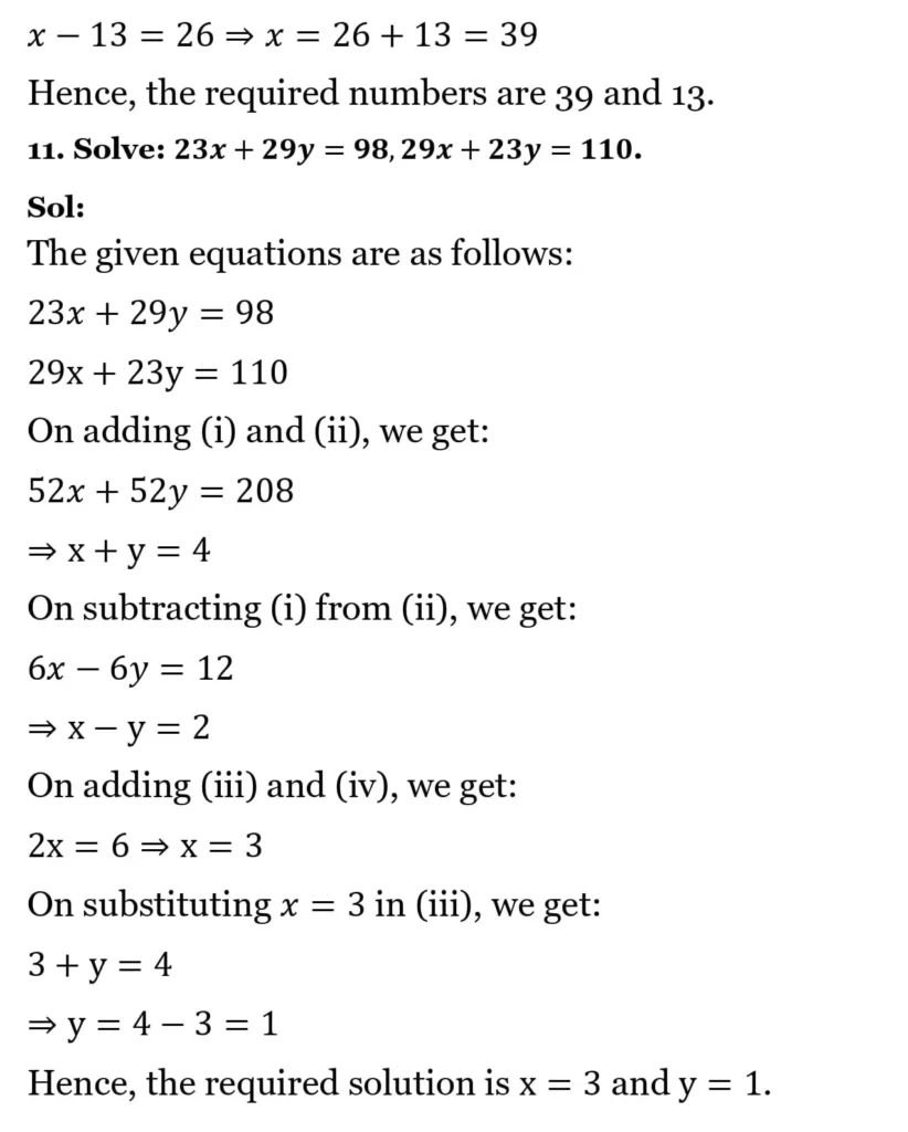 RS Aggarwal Class 10 Math Solutions Chapter 3 - Linear Equations in Two Variables 314 RS Aggarwal Class 10 Math Solutions Linear Equations in Two Variables FA 009