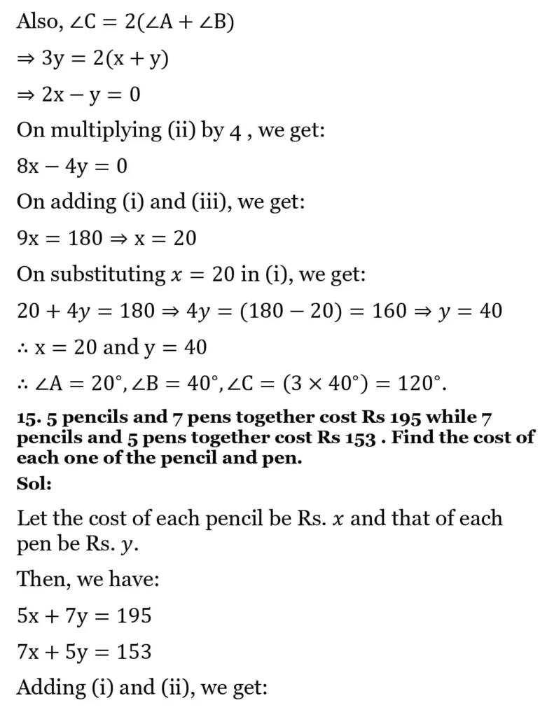 RS Aggarwal Class 10 Math Solutions Chapter 3 - Linear Equations in Two Variables 318 RS Aggarwal Class 10 Math Solutions Linear Equations in Two Variables FA 013
