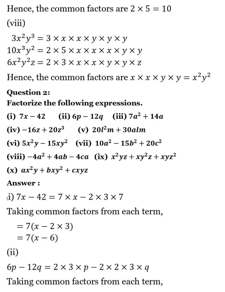 NCERT Solutions for Class 8 Maths Chapter 12 Factorisation 3 NCERT Solutions for Class 8 Maths Chapter 12 Factorisation Exercise 12.1 03
