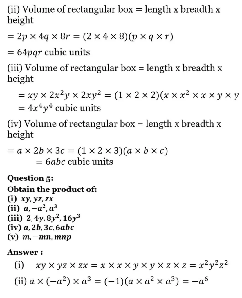 NCERT Solutions for Class 8 Maths Chapter 8 Algebraic Expressions and Identities 7 NCERT Solutions for Class 8 Maths Chapter 8 Algebraic Expressions and Identities Exercise 8.2 03