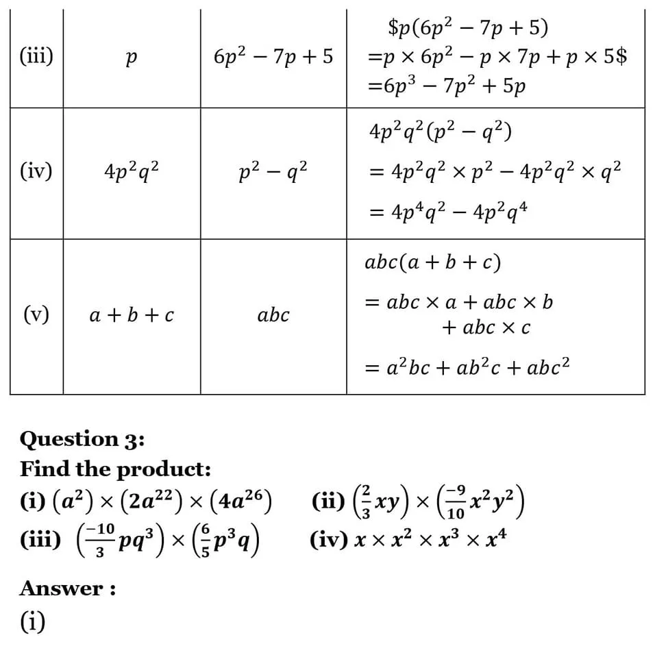 NCERT Solutions for Class 8 Maths Chapter 8 Algebraic Expressions and Identities 11 NCERT Solutions for Class 8 Maths Chapter 8Algebraic Expressions and Identities Exercise 8.3 03