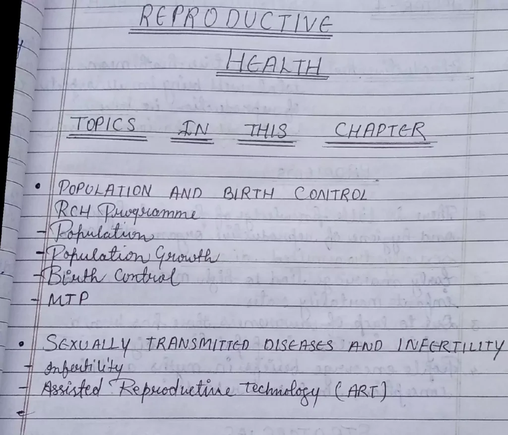 Reproductive Health for Class 12 Biology Chapter 4 Notes (Handwritten Notes PDF Download) 1 chap 4 biology page 0001 65ba615ed387d
